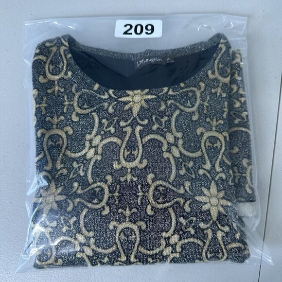 J McLaughlin Long Sleeve knit top Size M Metallic - Picture 7 of 9